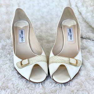 Jimmy Choo White Leather Pumps